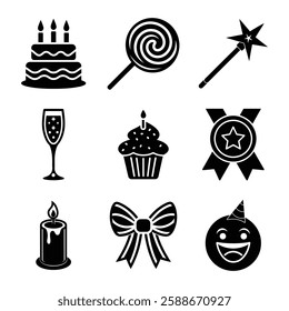 Birthday party celebration vector set on white background