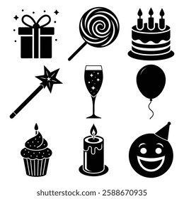 Birthday party celebration vector set on white background