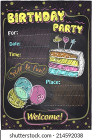 Birthday Party Chalkboard Design With Place For Text. Eps10