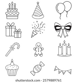 birthday party, christmas element set