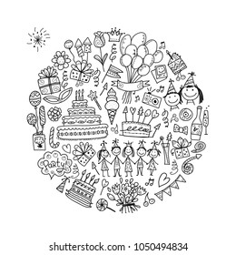Birthday party, circle frame for your design