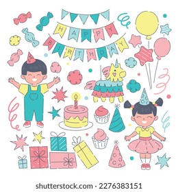 birthday party clipart boy and girl