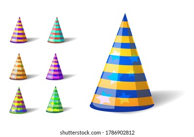 Birthday party collection of head conus cap different colour