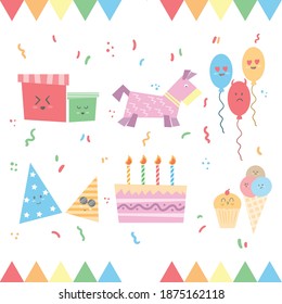 birthday party collection for kids vector art