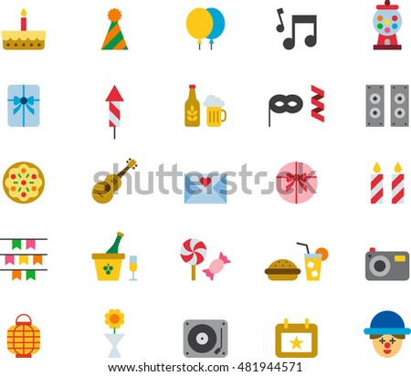 BIRTHDAY & PARTY colored flat icons
