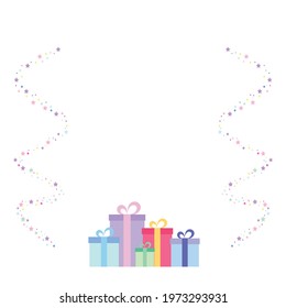 birthday party colorful gift box full of twinkling lights.illustration and icons