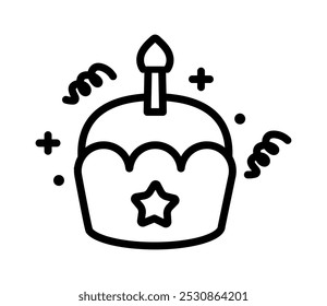birthday party cupcake with candle isolated