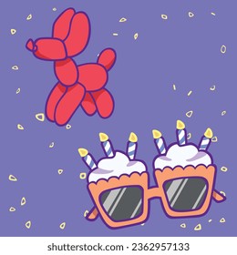 Birthday Party Decoration Cartoon Vector Art