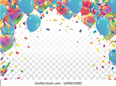 Birthday Party Decoration Colorful Bright Confetti Isolated ,balloon,streamers