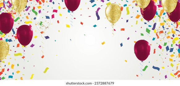 Birthday party decoration colorful confetti isolated on white background