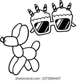 Birthday Party Decoration Cute Simple Cartoon Vector icon Arts for kids