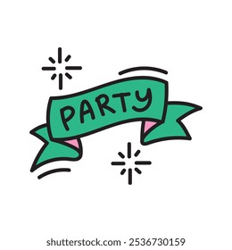 Birthday Party Decoration Doodle Illustration - Ribbon Party