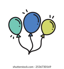 Birthday Party Decoration Doodle Illustration - Balloon