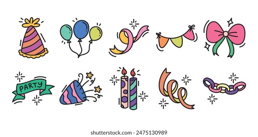 Birthday Party Decoration Doodle Set