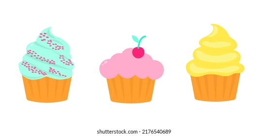  Birthday party decorations.    Isolated vector  cartoon illustration. Icons set