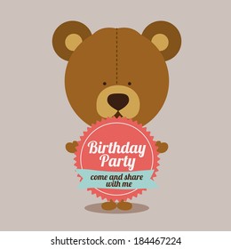 Birthday party design over brown background,vector illustration