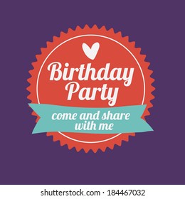 Birthday party design over purple background,vector illustration
