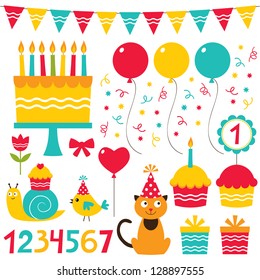 Birthday Party Design Vector Elements Set