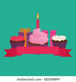 Birthday party design Vector illustration. Flat icon isolated. Good for cards, invitations.