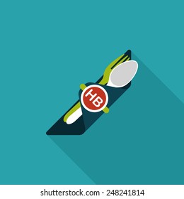 birthday party dishware flat icon with long shadow,eps10