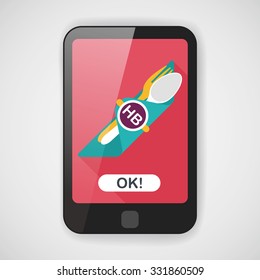 birthday party dishware flat icon with long shadow,eps10