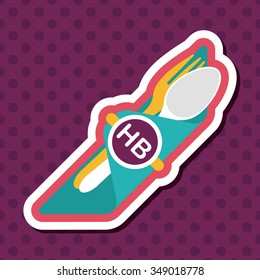 birthday party dishware flat icon with long shadow,eps10