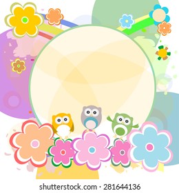 birthday party elements with cute owls and birds vector