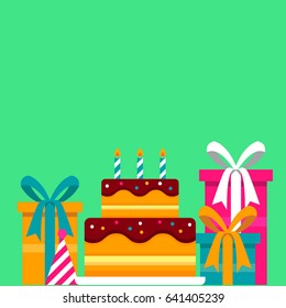 Birthday party elements design. Flat icon Vector illustration