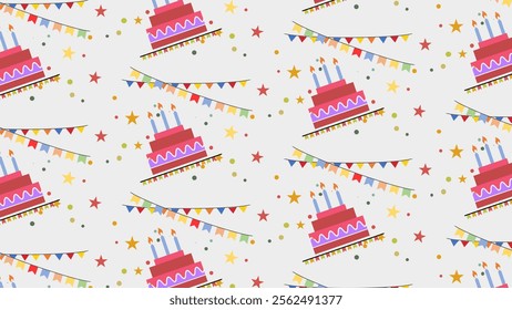 Birthday Party Elements pattern background. Birthday Party Elements illustration pattern. Birthday Party Elements background. Perfect for fabrics, print, textile, wallpaper, and decor. SSTKbackgrounds