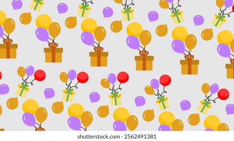 Birthday Party Elements pattern background. Birthday Party Elements illustration pattern. Birthday Party Elements background. Perfect for fabrics, print, textile, wallpaper, and decor. SSTKbackgrounds