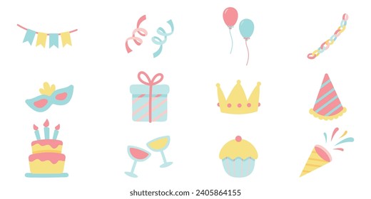 Birthday Party Elements Vector Art