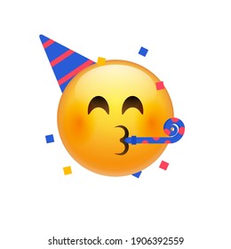 Birthday party emoji celebrate emoticon. Happy birthday face hat emoji