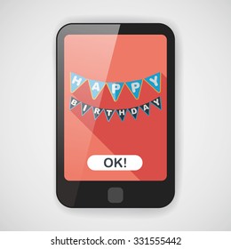 birthday party flag flat icon with long shadow,eps10