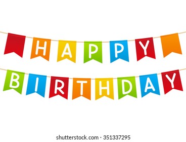 Birthday party flags isolated on white