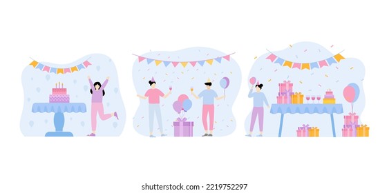 Diseño de paquete plano de fiesta de cumpleaños