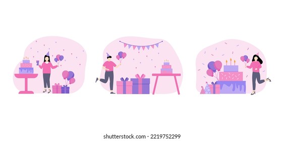 Diseño de paquete plano de fiesta de cumpleaños