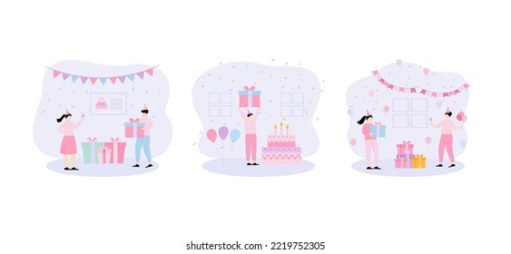 Diseño de paquete plano de fiesta de cumpleaños