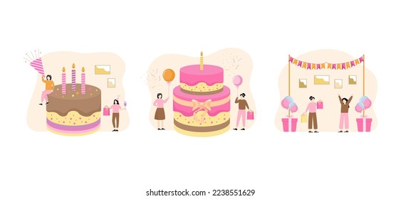 Diseño de paquete plano de fiesta de cumpleaños