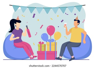 Birthday Party Flat Design Illustration