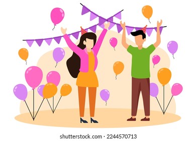 Birthday Party Flat Design Illustration