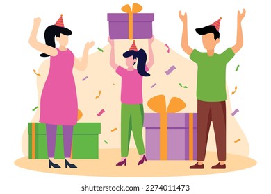 Birthday Party Flat Design Illustration