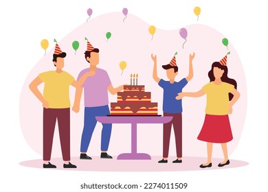 Birthday Party Flat Design Illustration