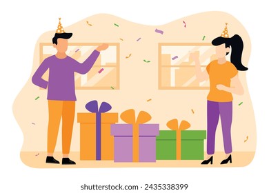 Birthday Party Flat Design Illustration