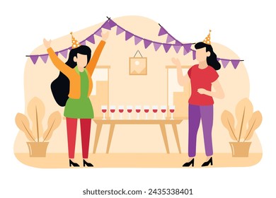Birthday Party Flat Design Illustration