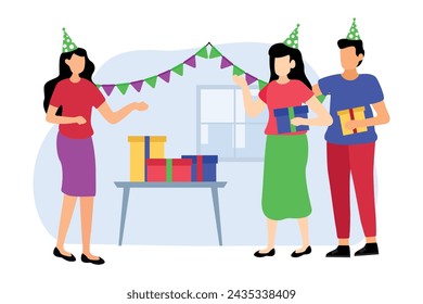 Birthday Party Flat Design Illustration