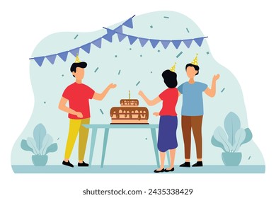 Birthday Party Flat Design Illustration