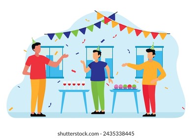 Birthday Party Flat Design Illustration
