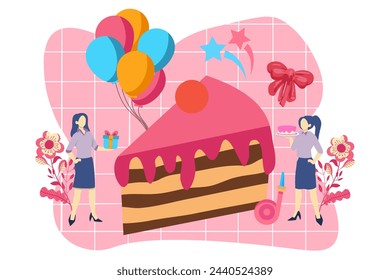 Birthday Party Flat Design Illustration