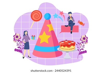 Birthday Party Flat Design Illustration