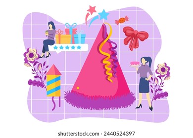 Birthday Party Flat Design Illustration